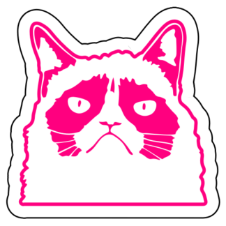 Grumpy Cat Sticker (Hot Pink)